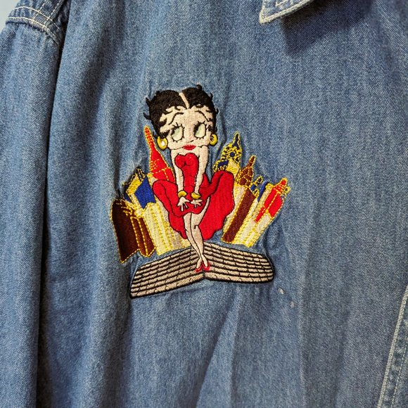 Vintage Betty Boop Denim Shirt - Infinity Fashions - Size Large 🩷 - Picture 3 of 6